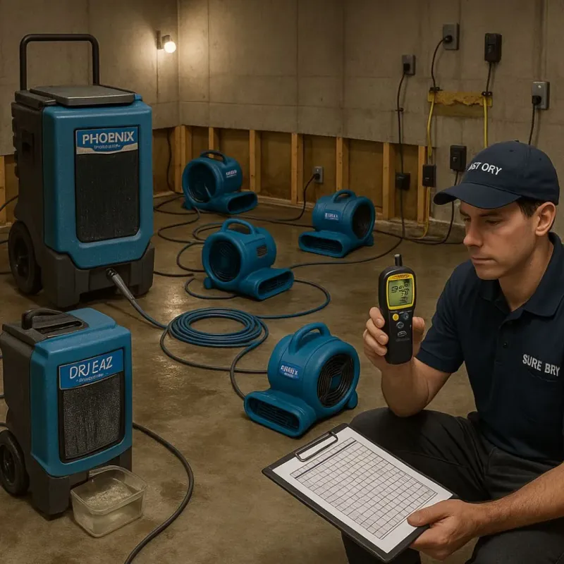 Structural Drying and Dehumidification process in Springfield, NH